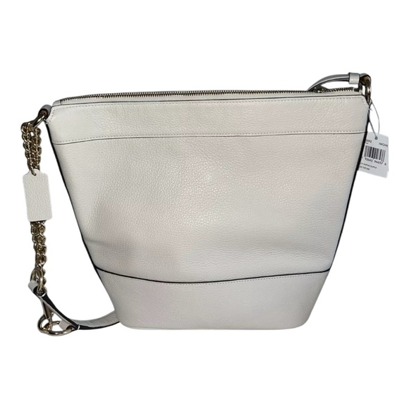 NWT COACH Paxton Duffle Bag Crossbody Chalk Logo Purse Chalk White Gold F72692 - Picture 3 of 5